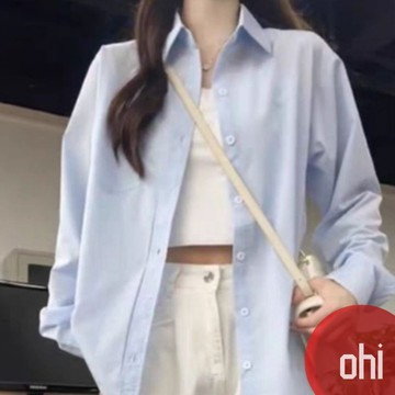 【ohi】純棉韓版設計感小眾襯衫 通勤裝 長袖襯衫 學院風襯衫女 女生襯衫 襯衣 襯衫 上衣 女裝 GSNA29