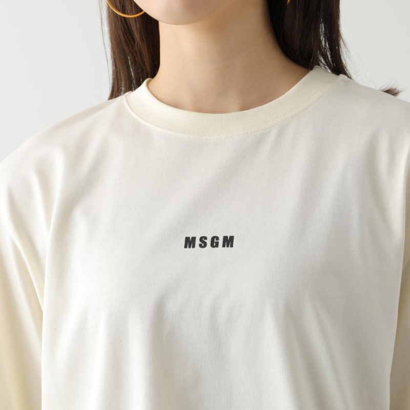 MSGM エムエスジーエム ロゴ ロングTシャツ アイボリー パープル-