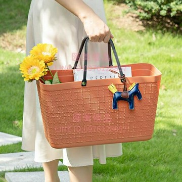 郊游野餐籃手提洗澡籃子浴筐塑料大號超市買菜籃購物籃戶外【聚寶屋】