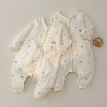 嬰兒睡袋秋冬夾棉寶寶長袖分腿加厚睡衣新生兒拉鏈式多功能防踢被鑫弘-萌寶童裝可開發票