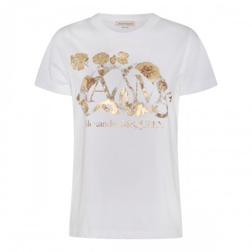 Alexander Mcqueen - White And Gold-tone Cotton T-shirt 42