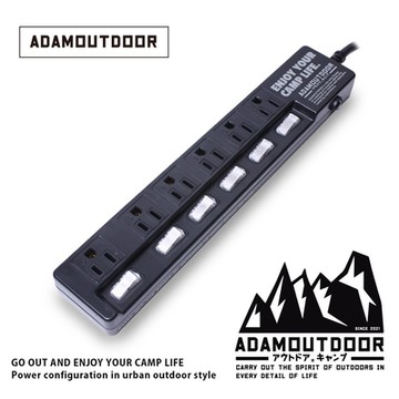 ADAMOUTDOOR｜家用款6切6 延長線1.8M(曜石黑)- ADPW-W36618(BK)