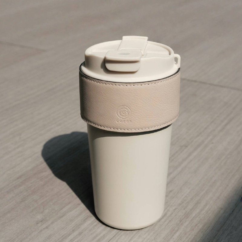 Cores 皮革兩用保溫隨行杯 | 消光白