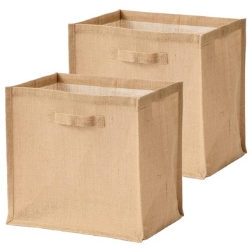 MUJI 無印良品 黃麻收納袋 長方形  棕色  37 x 26 x 35cm  2個