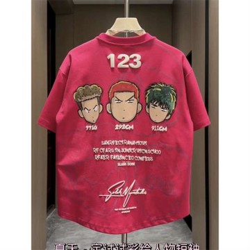 夏季新款短袖T恤男時尚潮流燕尾半截袖卡通動漫 灌籃高手情侶同款