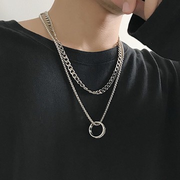 男士項鏈潮牌百搭網紅鎖骨鏈女簡約情侶ins吊墜嘻哈配飾毛衣鏈子