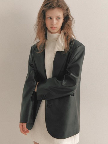 French Oversized Vintage Leather Jacket