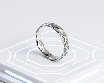 干涉波紋A款曲邊戒指 鏡砂雙面原色 不鏽鋼 抗過敏 台灣製造