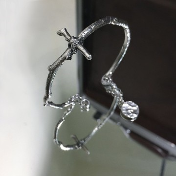 十字架樹枝 純銀 鍊手環