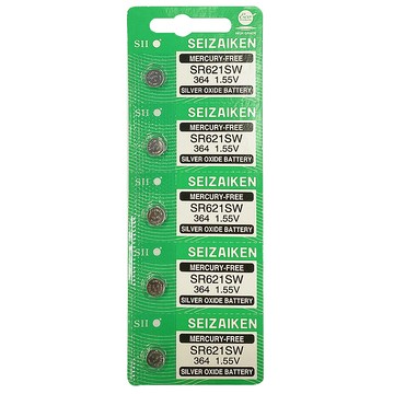 SII日本製SR621SW 鈕扣型無汞氧化銀電池 (364) 5顆