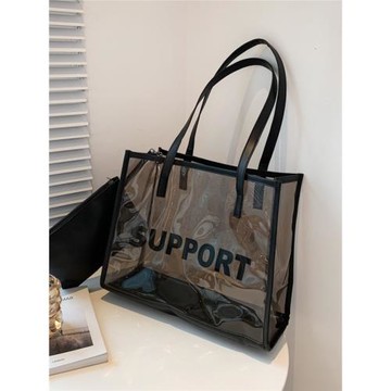 PVC防水透明果凍手提包包女大容量2023新款時尚單肩托特包通勤包