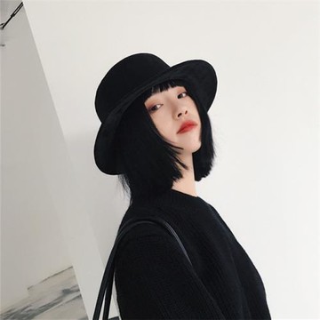 秋冬可折疊英倫絨面平頂時尚禮帽子男女復古純色百搭寬檐帽爵士帽