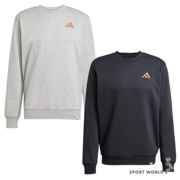 Adidas 長袖上衣 男裝 大學T 棉質 灰/黑【運動世界】JM6503/JM6502