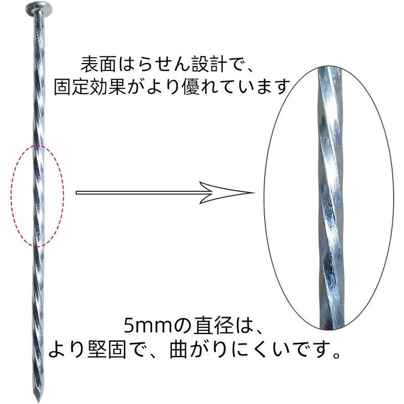 PAMQURHOO らせんピン杭 人工芝 おさえピン 黒丸付 防草シート農業用ネット 固定用