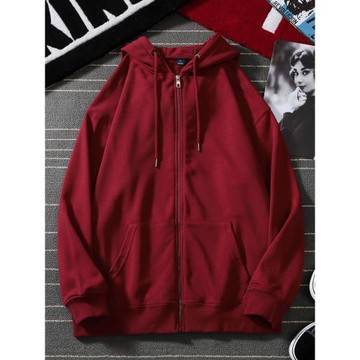 2025春秋新款ins酒紅色衛衣男連帽薄款情侶開衫拉鏈學生紅色外套