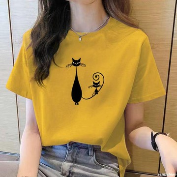 【台灣出貨】大尺碼上衣 100%純棉T恤 短袖上衣 短袖T恤女 卡通印花T桖 短袖女 吸汗透氣不起球 寬鬆遮肚 多色可選