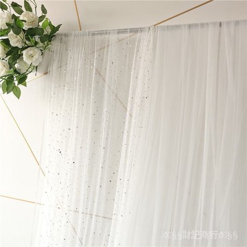✨可開發票#星空網紗星星紗網紗拍照道具白色頭紗亮片網紅美甲背景禮品軟紗#免運費