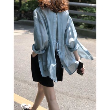 天絲防曬衣海邊女款夏季2025新款襯衫設計感小眾寬松開衫薄外套女