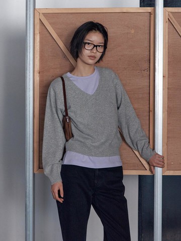 alldy v-neck knit cashmere [cloud]