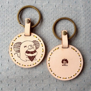 手縫/皮革鑰匙圈【獨眼鼠】