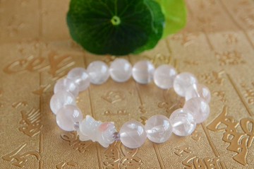 【粉蓮】天然果凍體粉潤冰透粉晶手串並蒂雙頭蓮