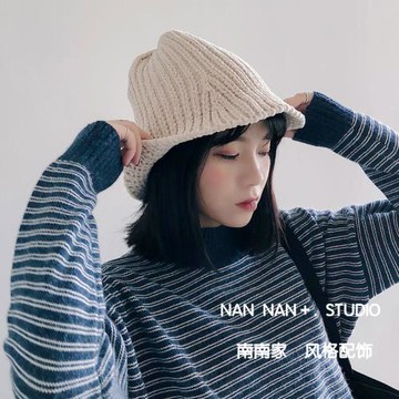 雪尼爾純色漁夫帽子女針織韓國百搭冬季可折疊彈力毛線冷帽ins潮
