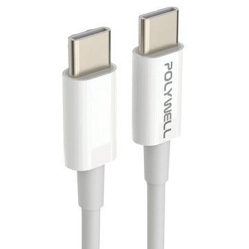 POLYWELL Type-C To C 安卓PD快充線 PW15-W45-M143  0.5m  白色  1條