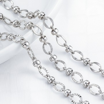 宏雲Hongyun- Jy-橢圓夾珠鏈不鏽鋼飾品鏈條diy鏈 製作節日項鍊精美配飾褲鏈服飾鏈