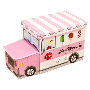 卡通玩具收納箱  粉紅色冰淇淋車  1個