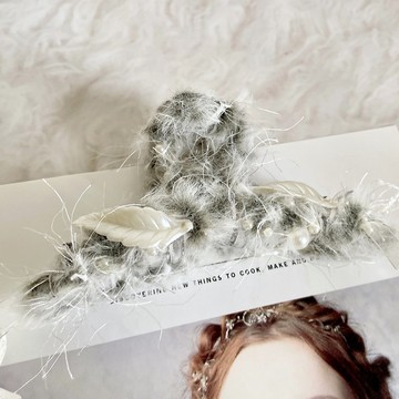 手工毛線髮夾/鯊魚夾 抓夾 典雅 包頭 鯊魚夾 髮夾 禮物 盤髮頭飾