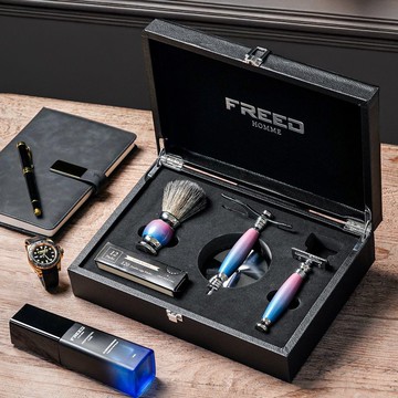 【兩週年特仕款】雙刃式刮鬍刀豪華禮盒四件組 - 玫瑰金 免費刻字