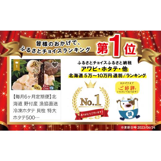 ふるさと納税 北海道 別海町 北海道 野付産 漁協直送 冷凍ホタテ 貝柱 特大ホタテ500ｇ（ ほたて 帆立 貝…