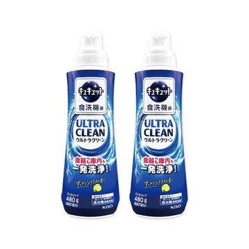 (2瓶超值組)日本KAO花王-珂珂透洗碗機用洗碗精480g/瓶-柑橘清香(藍瓶)(CUCUTE酵素清潔碗盤餐具,消臭去油除水垢)