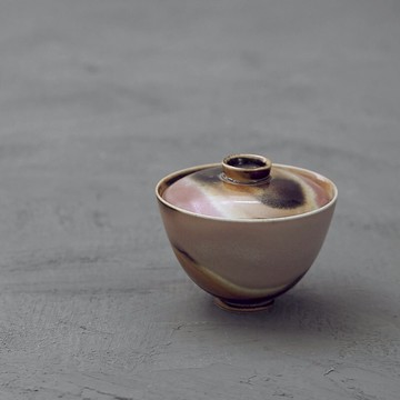 原創混沌系列藝術茶器 高溫顏色釉蓋碗仿柴燒蓋碗 日式茶道1入