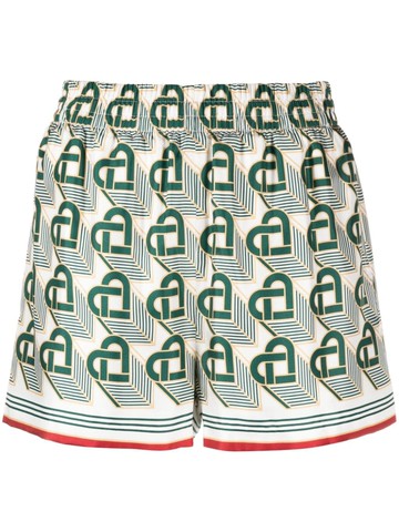 Casablanca - Heart Monogram silk boxer shorts - women - Polyester/Silk - 34 - White
