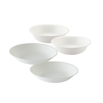 Corelle Brands 純白4件式餐盤組(8吋深盤x2+500cc湯碗x2)