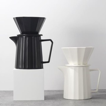 幾何手沖咖啡壺套裝家用錐形折紙陶瓷濾杯咖啡器具過濾滴漏分享壺