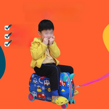 萬向輪可坐可騎17寸小孩行李箱