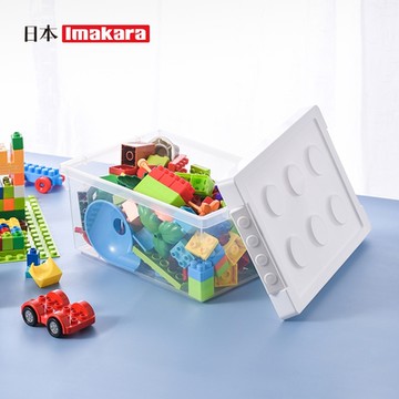 日本Imakara 極簡風樂高造型可疊式收納盒-M-3入