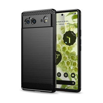 YANG YI Google Pixel 6 碳纖維拉絲紋軟殼散熱防震抗摔手機殼-黑