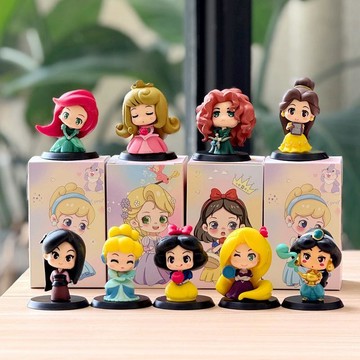 E哥❤現貨可愛Q版小公主9件套愛麗絲美人魚白雪公主卡通公仔擺件女生小禮物預售
