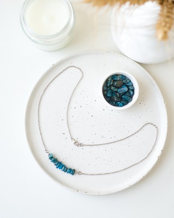 原礦磷灰石項鍊，925純銀，獅子座寶石，天蠍座水晶，牧羊座禮物