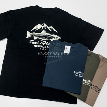 【逢甲 FUZZY】Salmon 鮭魚 Tee 潮流 日常 日式 圖案 Logo 短T 短Tee 黑 藍 軍綠 卡其