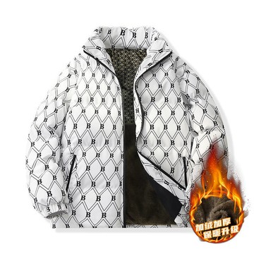 【台灣出貨🔥】 立領羽絨服 加絨蓄熱 加厚防風 冬季保暖機能 長袖外套 字母印花  戶外通勤