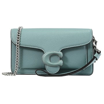 COACH CJ925 經典C LOGO荔枝皮革手提斜背兩用包.水藍