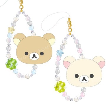 小禮堂 San-X 拉拉熊 絨毛造型串珠手機吊飾 (大臉款) 拉拉熊 牛奶熊