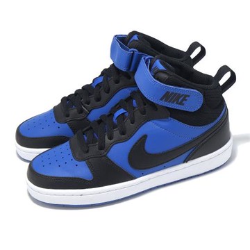 Nike 休閒鞋 Court Borough Mid 2 GS 大童 女鞋 黑 藍 中筒 復古 CD7782-404