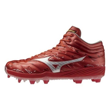 Mizuno Cushionrevo Pro Mid Tpu [11GP243561]男 棒球釘鞋 彈力 美津濃 紅 白