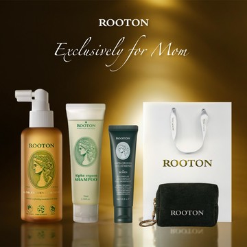 快速出貨【ROOTON】感謝媽媽🌷甦活植萃髮根噴霧150ml+甦活植萃洗髮精70ml+甦活植萃護髮素30ml+品牌化妝包掛件+燙金禮袋