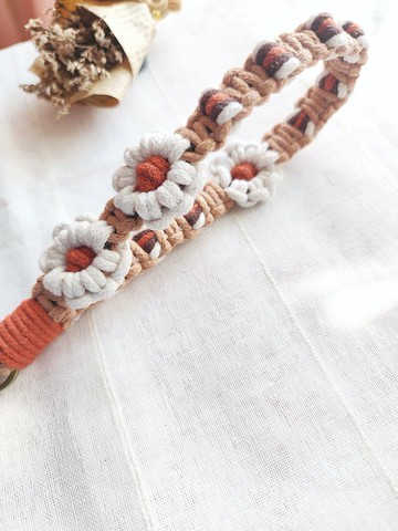 Paris*Le Bonheun。小雛菊。棉繩編織手機繩鑰匙圈(手腕款)